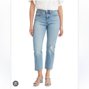 Levi's Premium Womens W28 Wedgie Straight Leg Crop Jeans Denim Blue Buttonfly